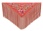 Small Shawl Salmon Embroidered in Colours 123.970€ #500351101158SLMN
